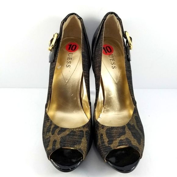 Brand New!! Guess Leopard Print Peep Toe Pump with Buckle size 10. S747 - Picture 2 of 11